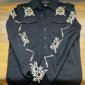 Cowgirl Tuff Black Long Sleeve Tee with Cream Accents